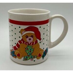 Vintage ALCO Christmas Teddy Bear Ceramic Coffee Cup Mug Romania